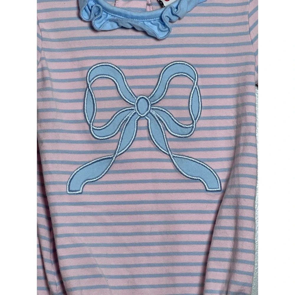 Jellybean Baby Girls‎ Pink Stripe Blue Bow Romper Sleepsuit 6M